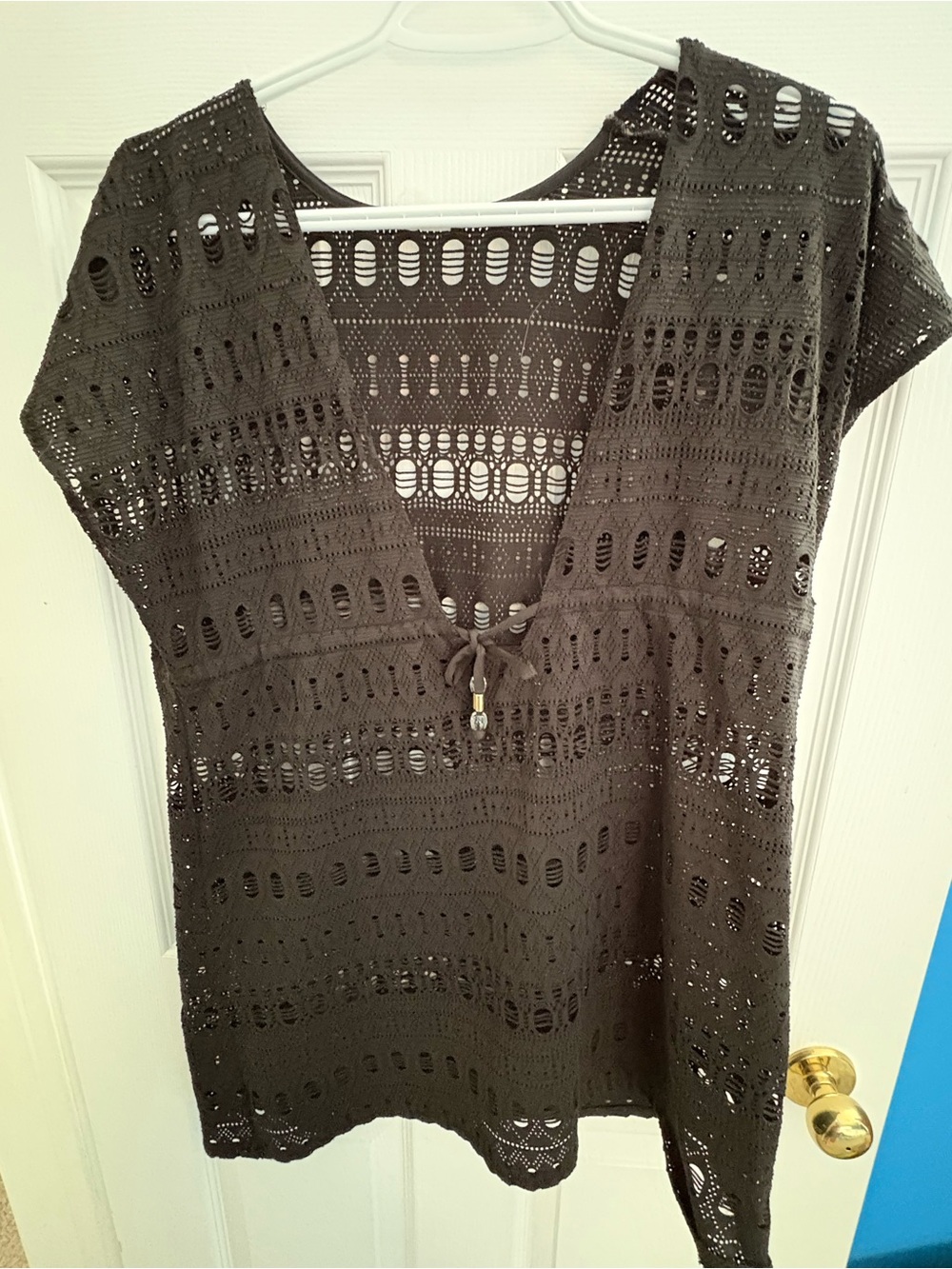 Crochet Openwork V-Neck Beach Cover-Up